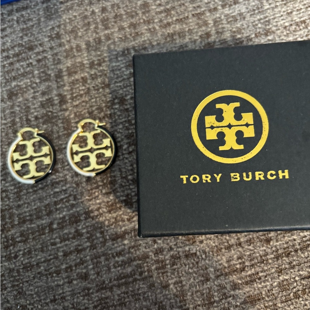 Tory Burch Gold and Brown Earrings